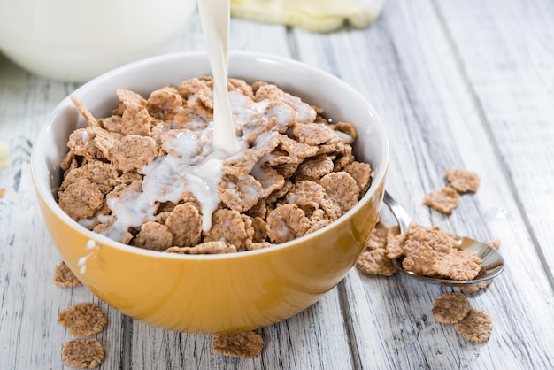 Bowl with Cornflakes and Milk