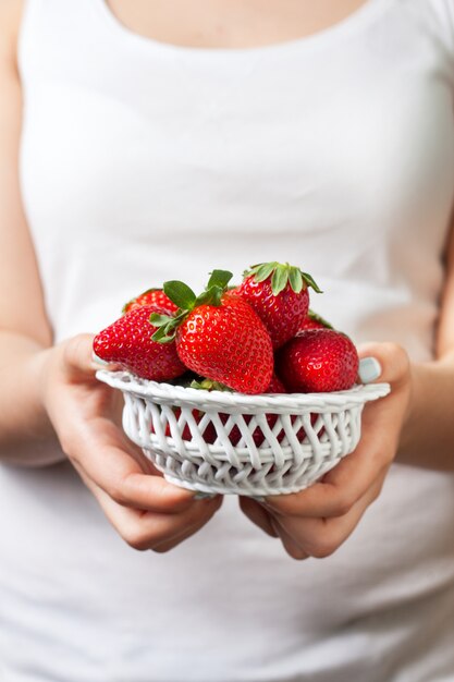 Photo bowl with fresh strawberries