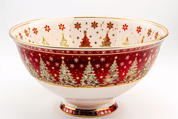 a bowl with gold and red design