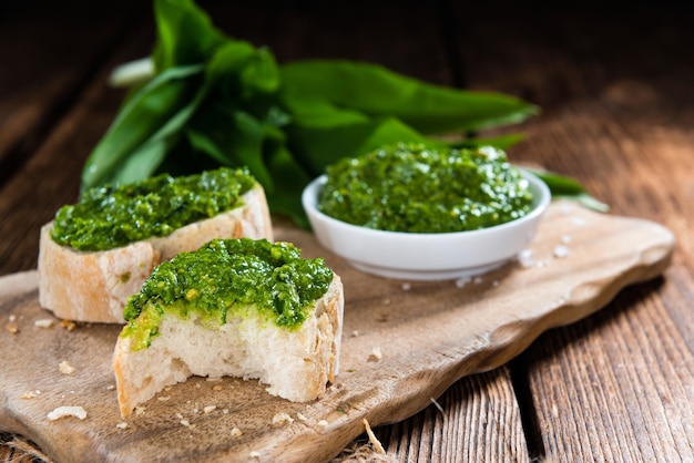 Bowl with homemade Ramson Pesto