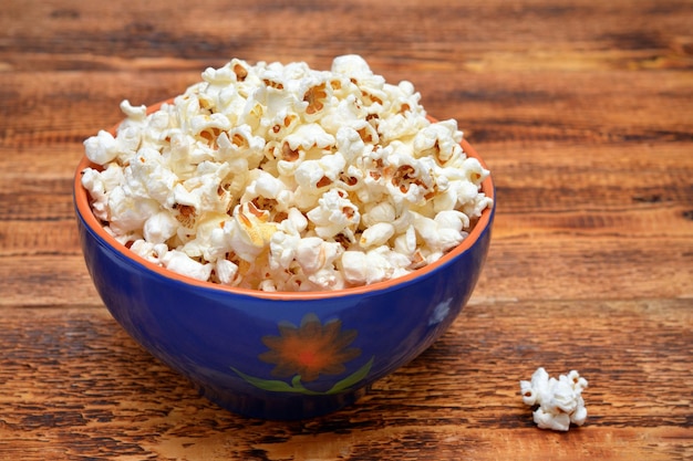 Bowl with mexican popcorn on the table closeup