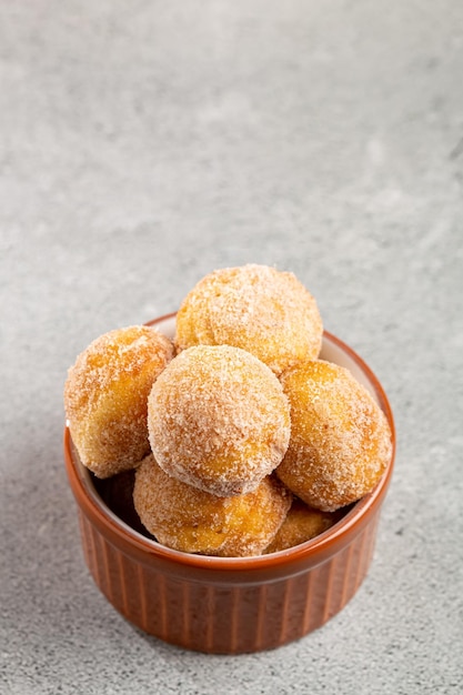 Bowl with rain cookies In Brazil known as bolinho de chuva