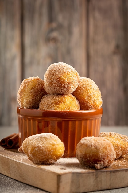 Bowl with rain cookies In Brazil known as bolinho de chuva