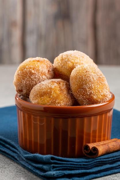 Bowl with rain cookies In Brazil known as bolinho de chuva