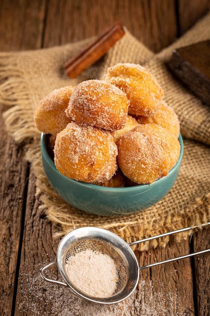 Bowl with rain cookies In Brazil known as bolinho de chuva