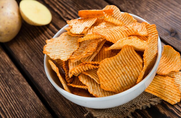 Bowl with rippled Potato Chips