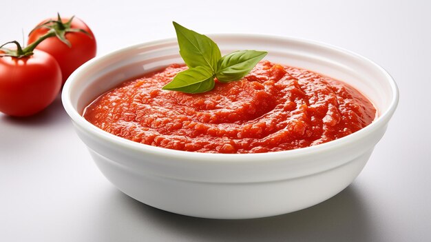 Bowl with Tomato Paste Isolated on White Background Culinary Essential