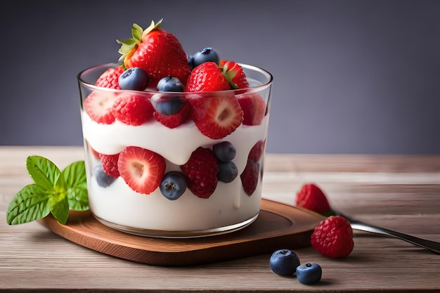 A bowl of yogurt with berries on it