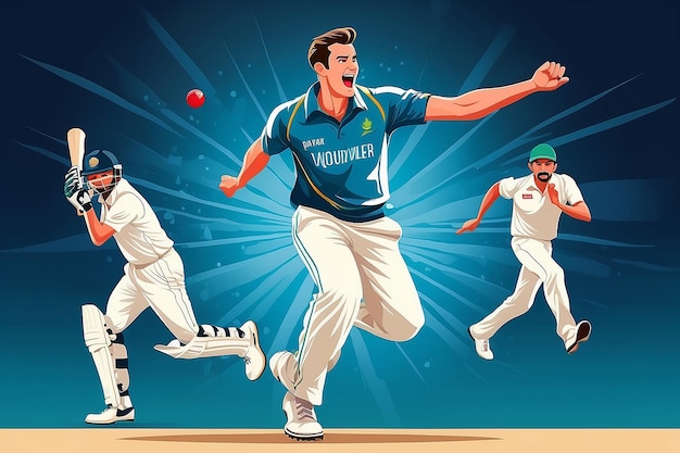 Bowler bowling in cricket championship sports Vector illustration of cricket bowler