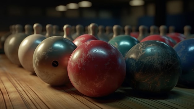 Bowling ball on the bowling lane Generative Ai