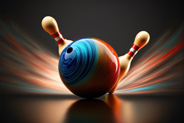 Bowling ball hit the pinl Made by AIArtificial intelligence