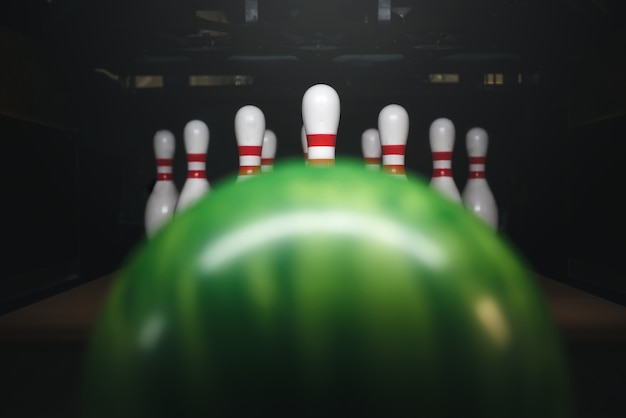 Bowling pins, balls and shoes