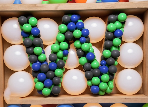 A box of balloons with the word " w " on it.