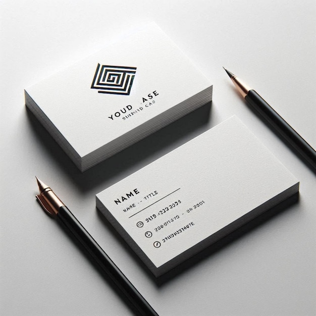 a box of business cards with a pen in it