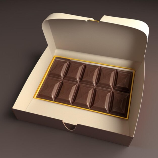 a box of chocolates is open and has a gold stripe around the top