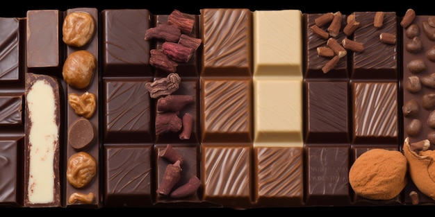 A box of chocolates with different flavors including chocolate, chocolate, and chocolate.