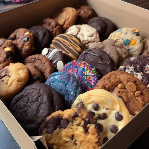 Box of cookies with chocolate and peanut butter