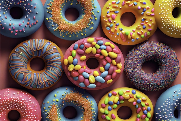 Box of donuts of different flavours