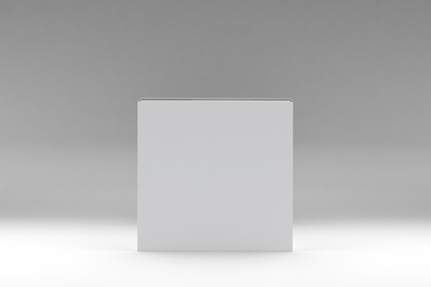 Box Front View In Grey Background