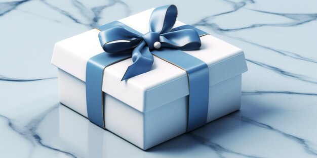 Box gift with ribbon by generative AI tools