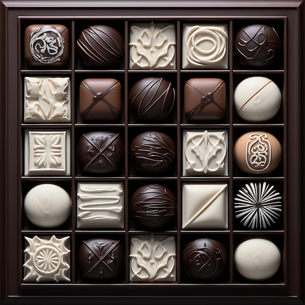 Box of gourmet chocolate bars arranged in a beautiful and tasteful display