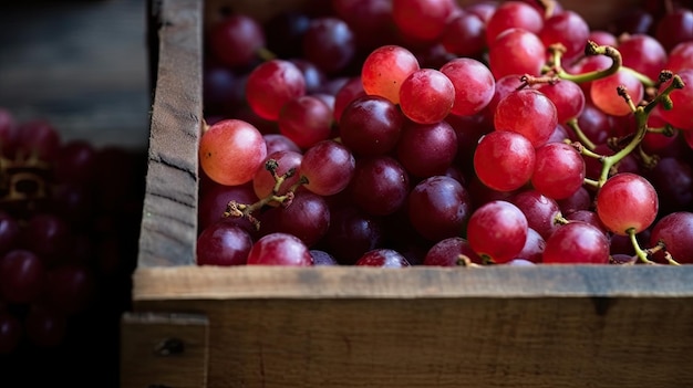 A box of grapes with the word grapes on it