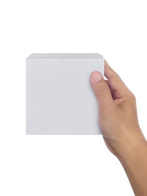 Box in hand on white background isolation