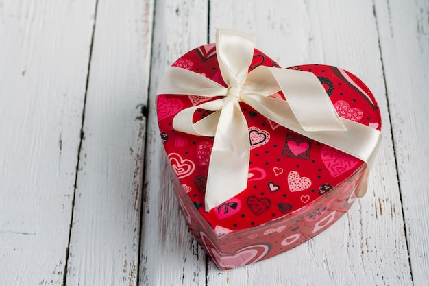 Box heart shaped on white table