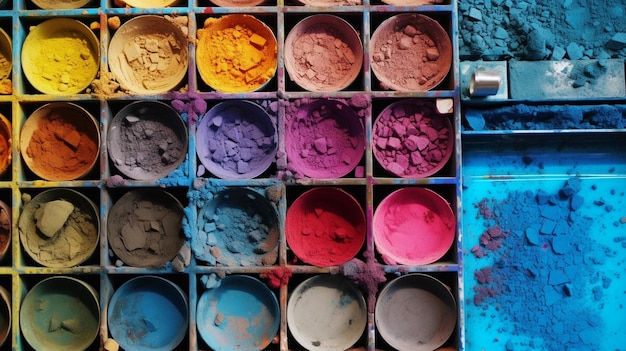 A box of paint with a blue container