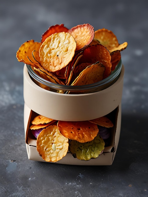 a box of potato chips that has been made by a company called chip