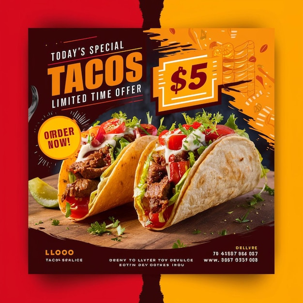 a box of tacos tacos special day is displayed on a red background