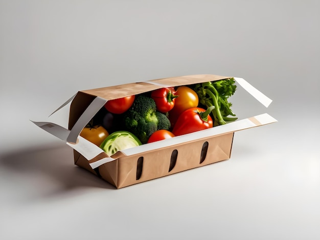 a box of vegetables with a paper tag that says quot fresh quot