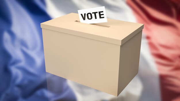 The box and vote card for French presidential election 3d rendering