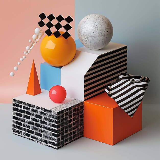 Photo a box with a ball and a box with a black and white striped one