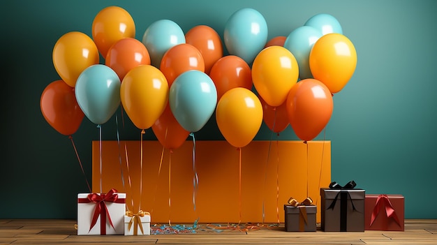 a box with balloons and a box with a gift box on it