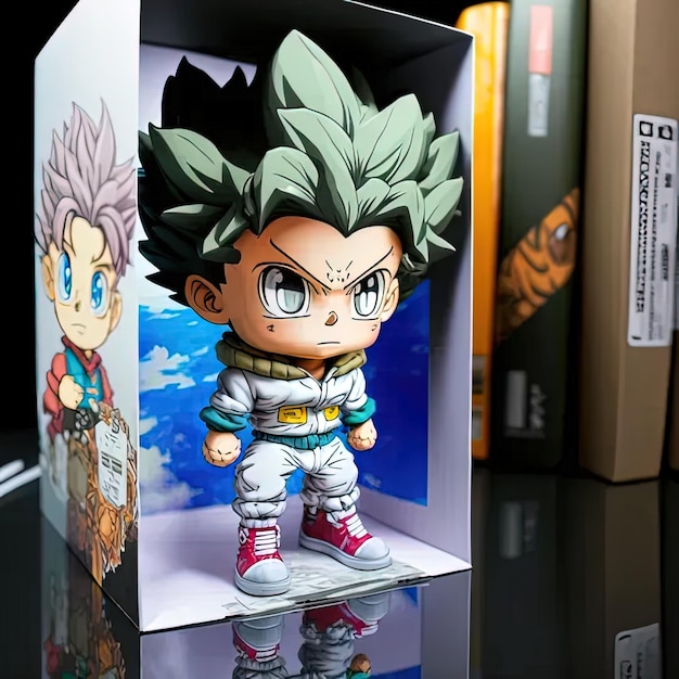 Photo a box with a figurine of gohan in it