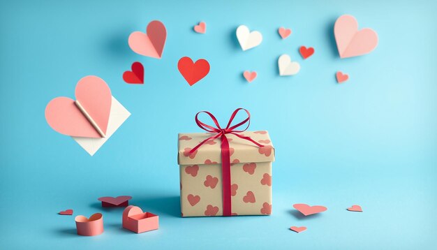 a box with hearts and a box with a pink bow on it with hearts on the top