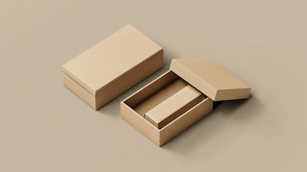 a box with the lid open and the box on the left is opened