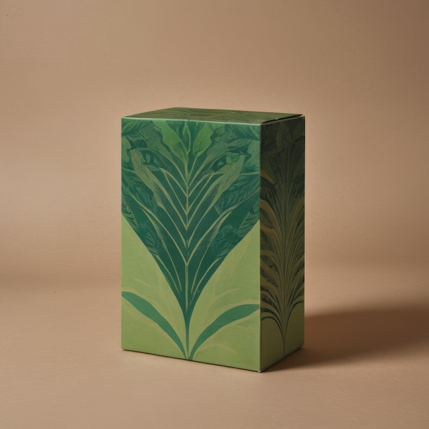 a box with a pattern of leaves on it