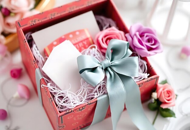 Photo a box with roses and a box of flowers