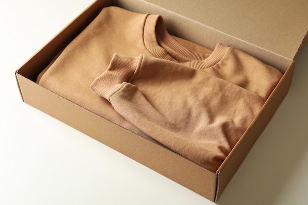 Box with sweatshirt