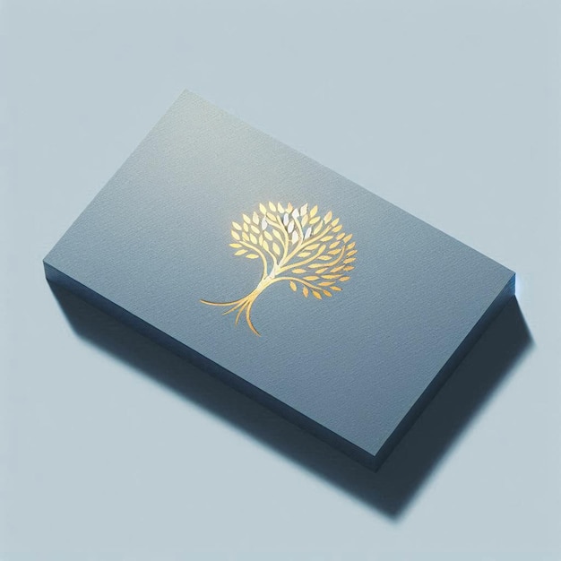 a box with a tree on it is on a blue background