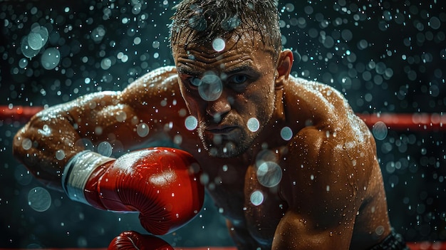 Photo a boxer delivering a powerful punch in the ring