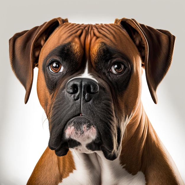 Boxer dog isolated on white background Generative AI