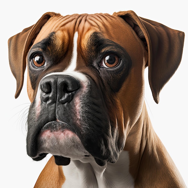 Boxer dog isolated on white background Generative AI