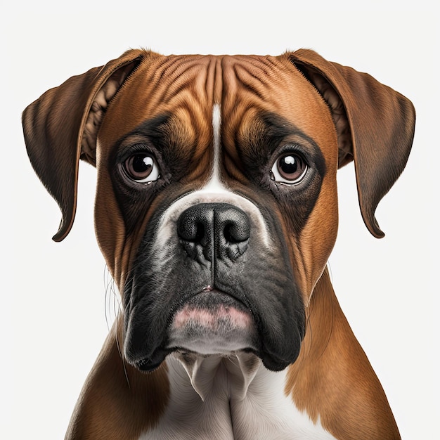 Boxer dog isolated on white background Generative AI