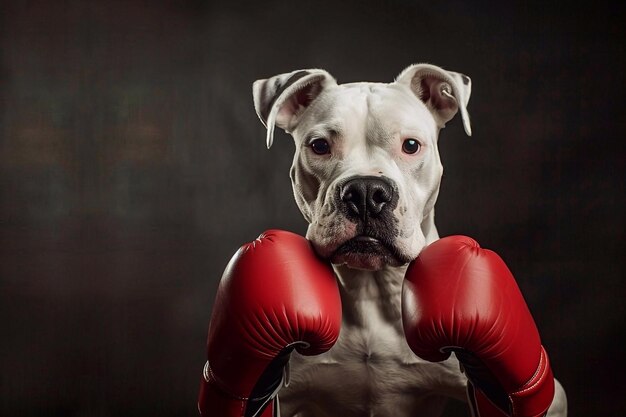 Photo boxer dog with gloves