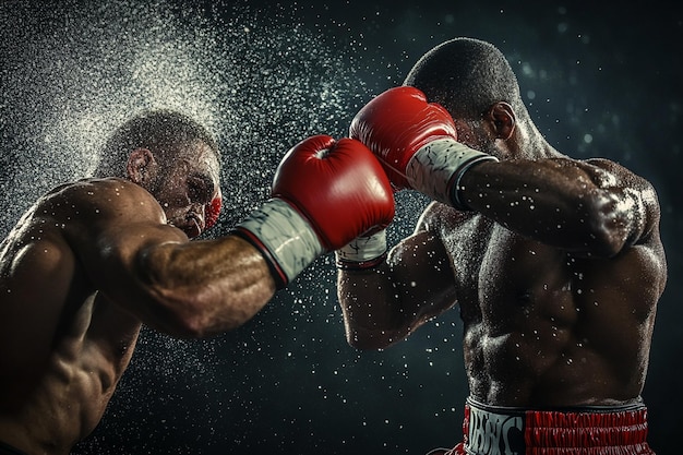 Photo a boxer in a red boxing ring with a white background