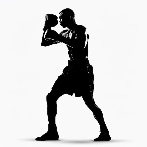 Photo boxer silhouette on white sport athletic fitness workout