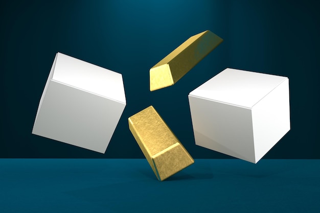 Boxes and Gold Bars Floating